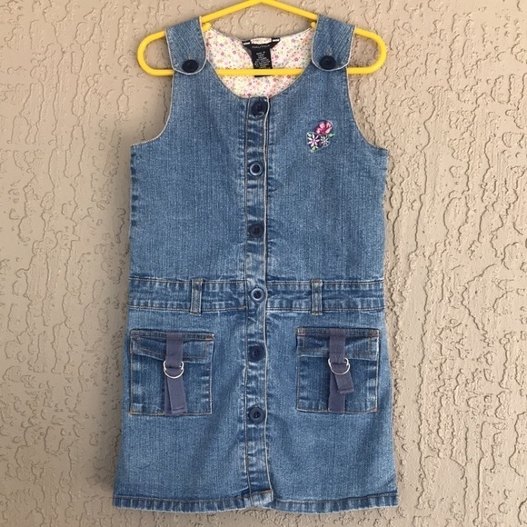 Nautica Other - Nautica‎ Floral Embroidered Detail Sleeveless Denim Jumper Dress